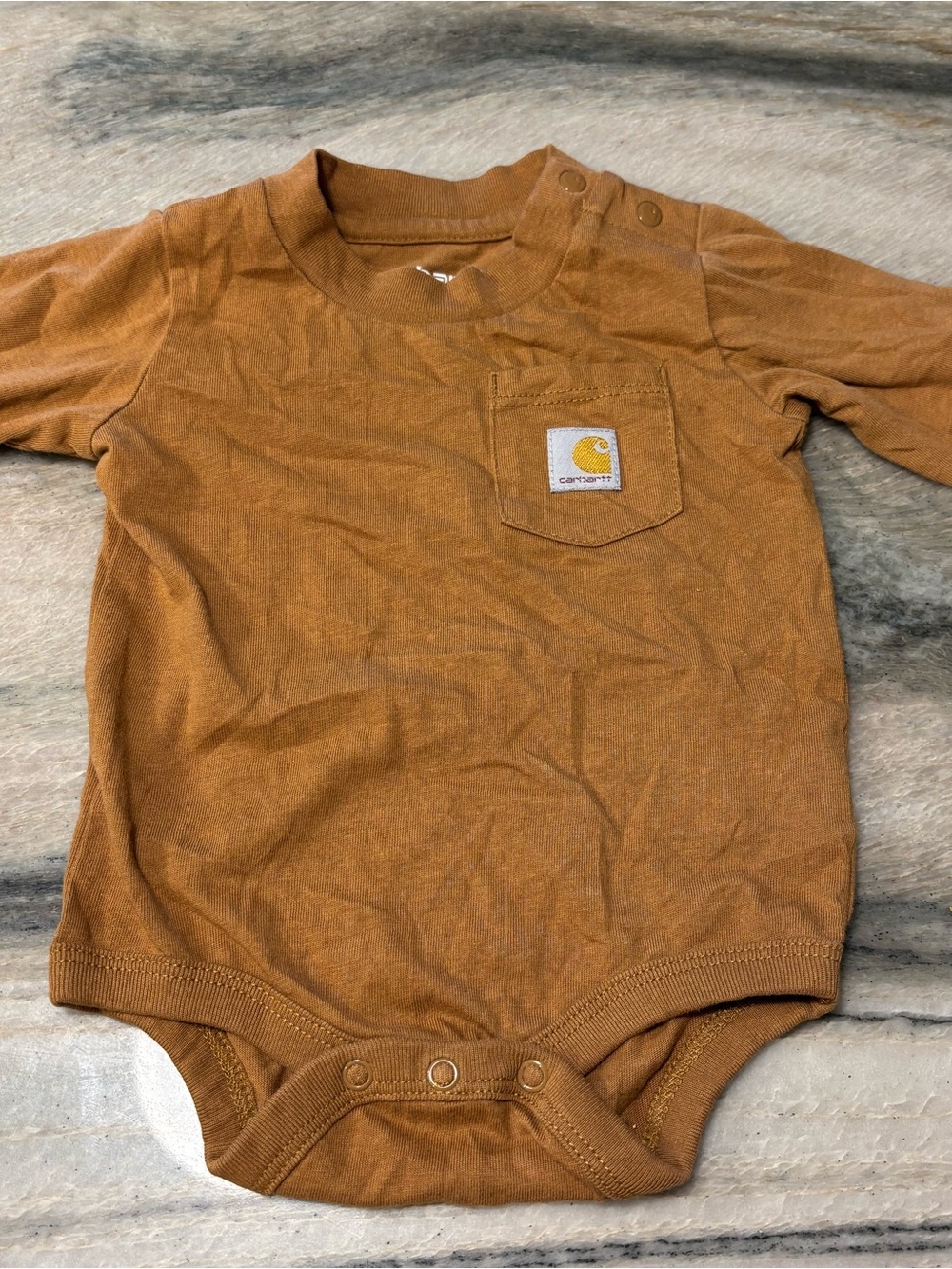 Carhartt Baby One-Piece Bodysuit in Camel Brown